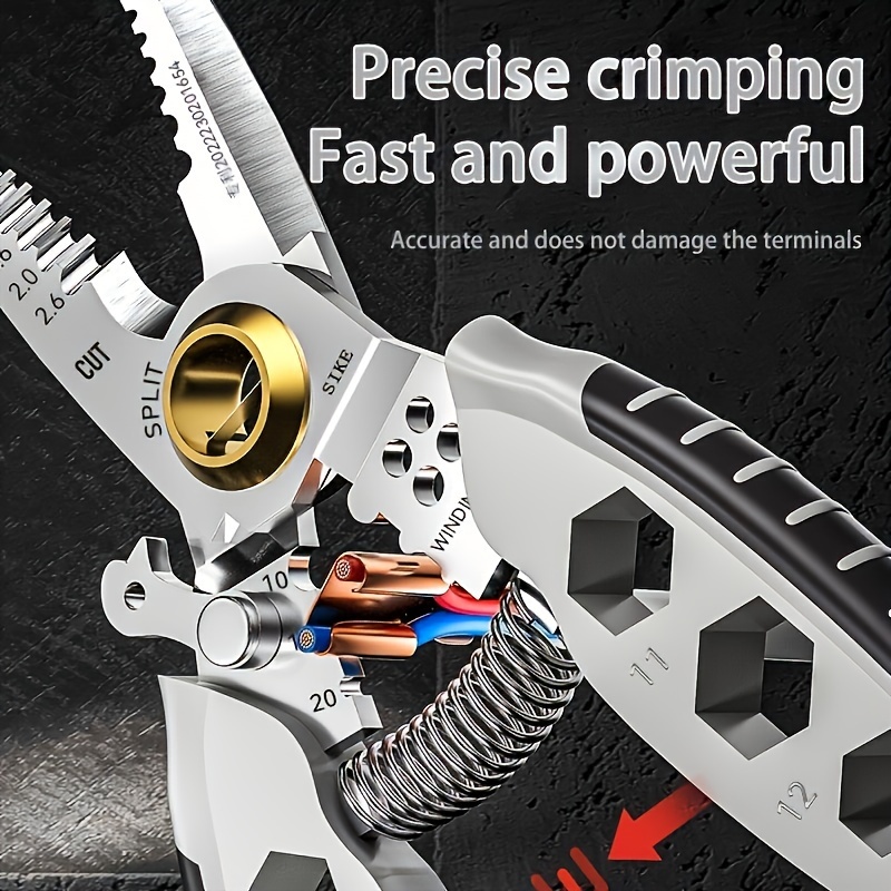 multi functional electricians pliers 1 pack heavy duty wire stripping tool with crimping cutting and clamping features labor saving design metal construction for home renovation electrical maintenance automotive and construction work Product details 4
