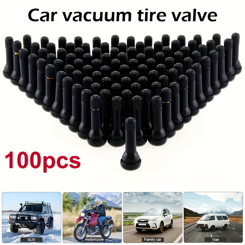 

100pcs Tr414 Tubeless Car Valve With Metal Premium Tubeless Tire Valve Stem Rubber Snap-in Tire Valve Stem For Car Motorcycle Atv