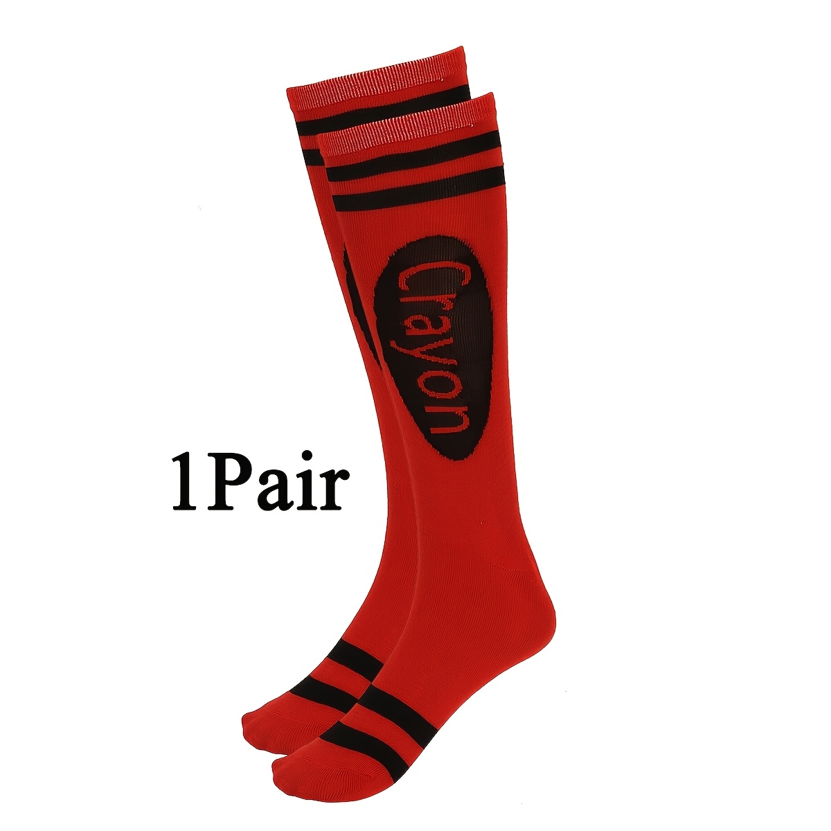 TEMU 1 Paire de Chaussettes Crayon Rayées Couleur , Style Tendance Créatif et Agraissant pour , Adaptées aux Vêtements pour Femmes