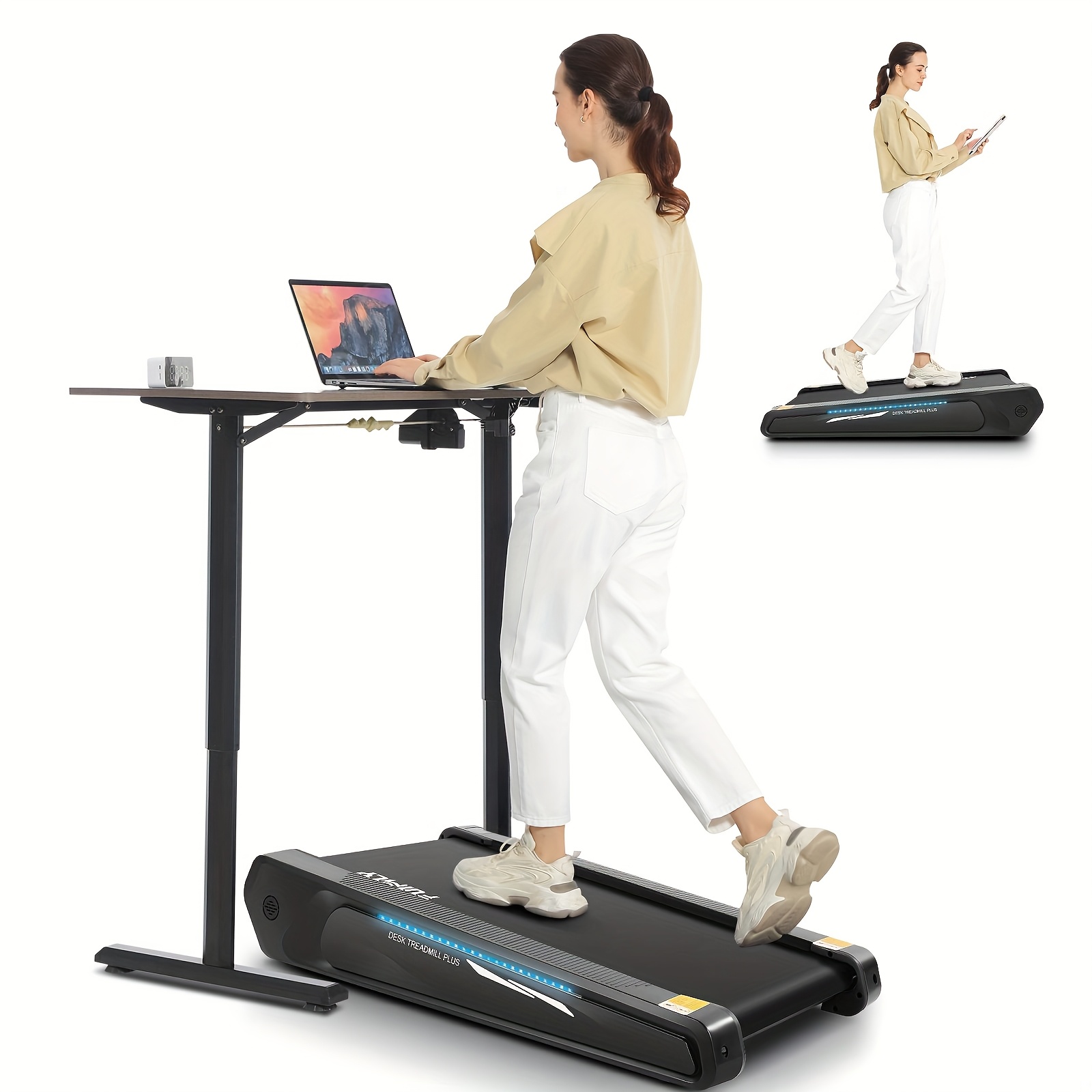 Compact Under Desk Treadmill with Portable design - Space-Saving Walking Pad Machine, 300lbs Heavy Duty Capacity, 5% Incline, for Home Office, Apartment, Small Spaces - Compatible with US Outlets (110V) - Ideal for Walking, Jogging, Light Running - Perfect Gift for Fitness Enthusiasts, Office Fitness Equipment, Durable Walking Pad, Apartment Workout, Sleek Exercise Machine, Sturdy Construction, Busy Professionals