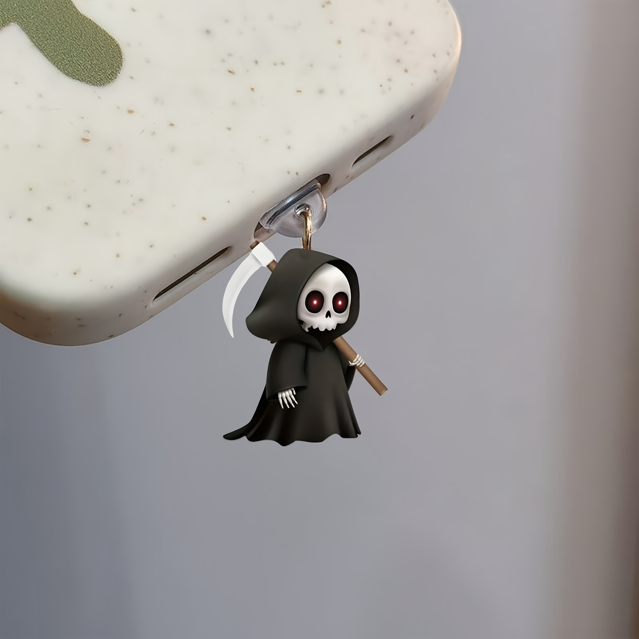 

1pc Cute Cartoon Reaper Acrylic Dust Plug For Iphone & Type-c Connectors, Protective Dust Cover Accessory, Material