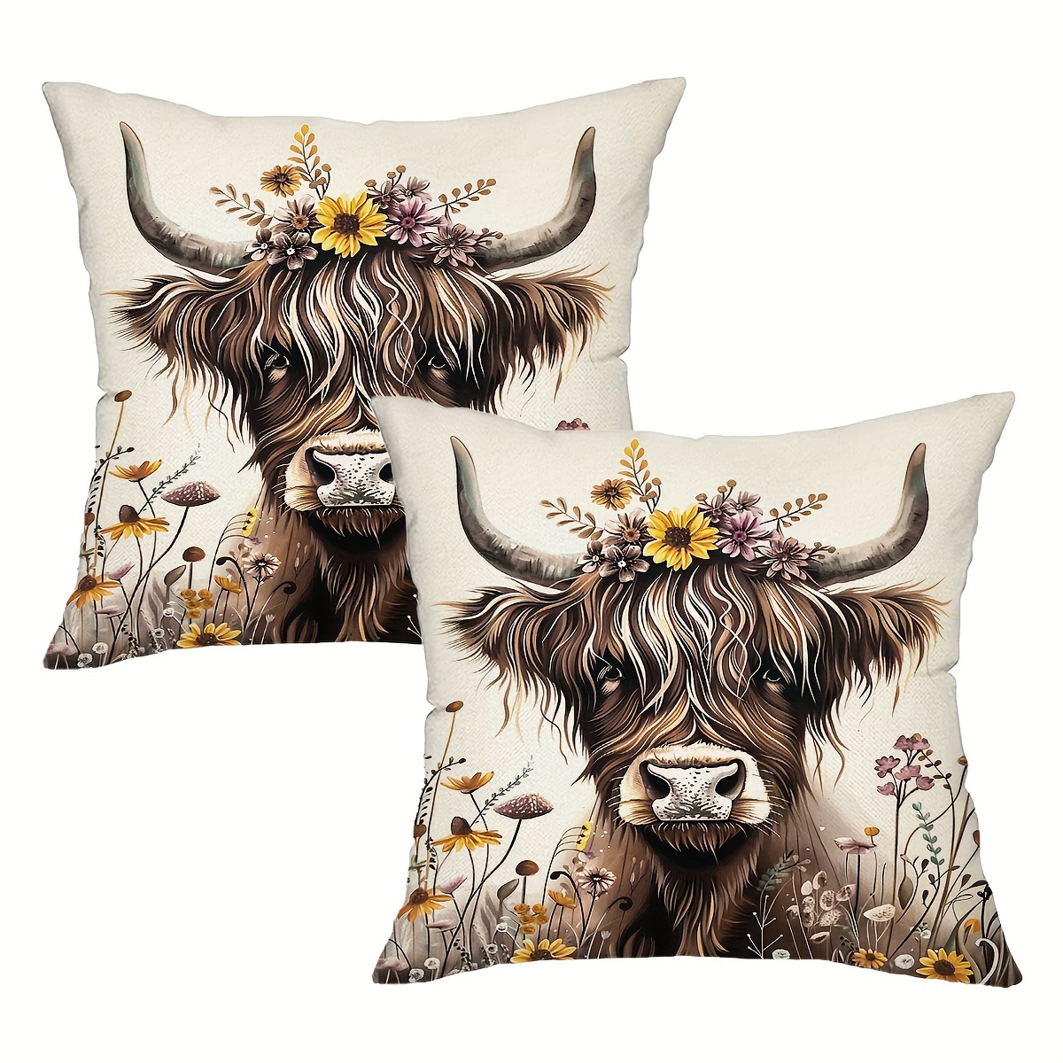 TEMU 2pcs Throw Pillow Covers, Spring And Summer Floral Pillowcases, Decoratifile Cushion Covers, Home Decor For Sofa Bedroom Farmhouse, 18*18inch, Without Pillow Cores.