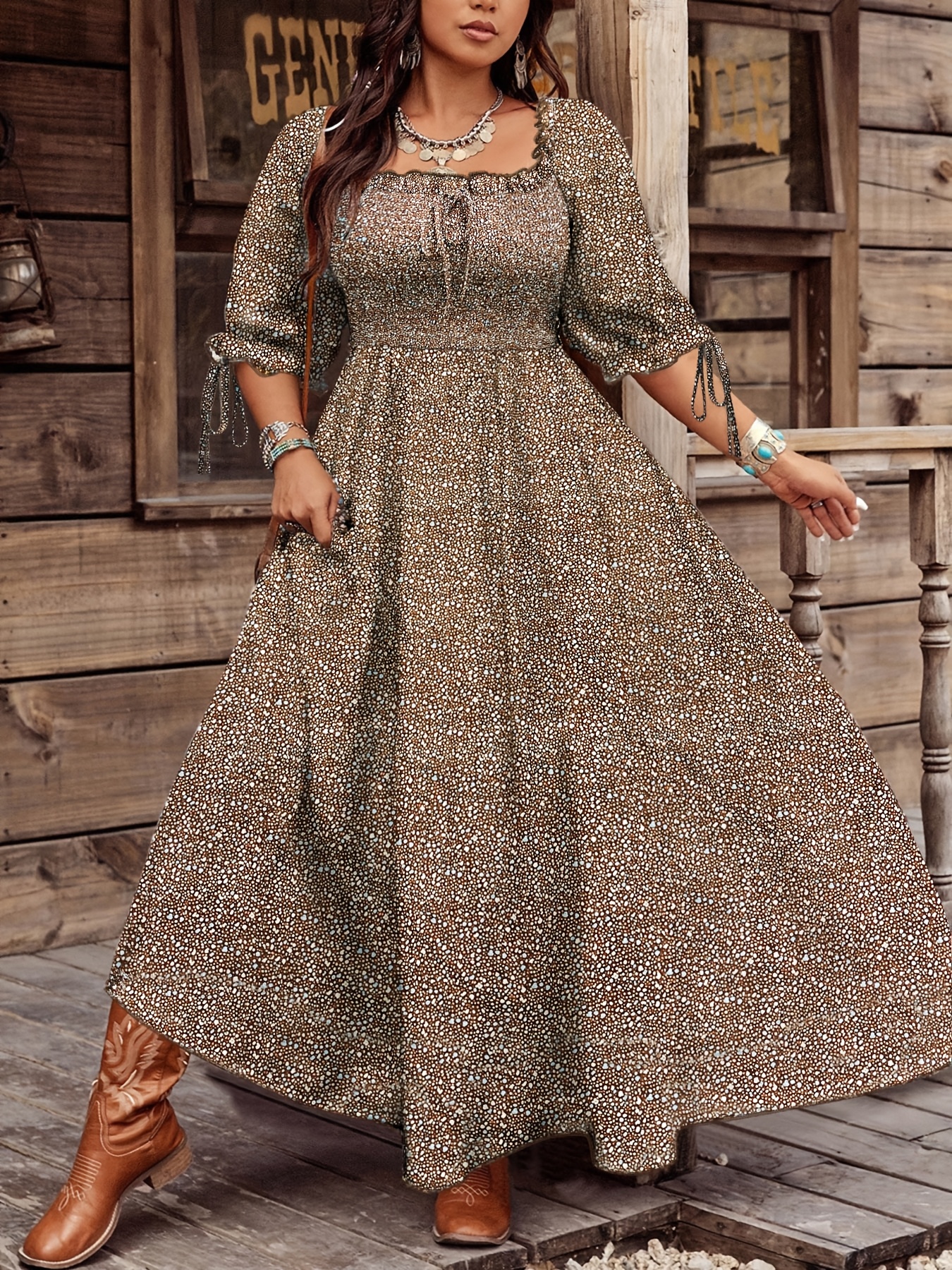 chinese dress ladies Plus Deep V Neck Sequin A Line Cape Dress – Curvepretty main image 0
