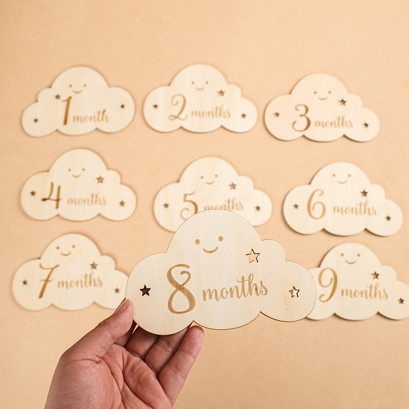 1 Set Foto Houtsnippers Mijlpaal Verjaardagskaarten Pasgeboren Fotografie Rekwisieten Baby Mijlpaal Kaarten Baby Mijlpaal Schijven Cd Kerstmis Zwangere Vrouw Houten Baby Producten