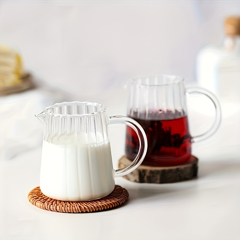 

Mini Coffee Cup Milk Tea Cup Drink Cup 1 Heat-resistant Glass Milk Jug Vintage Hand-striped Glass 6.3 X 6cm 200ml