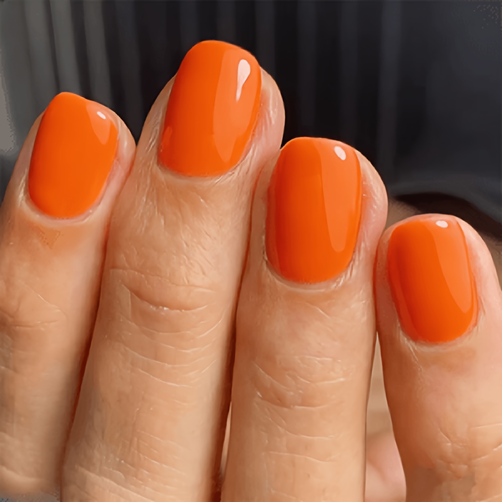 Image of 48pcs Short Squares, Solid Color, Easy Glossy Style, Reusable Fake Nails, Suitable For Occasions And Summer Outfits