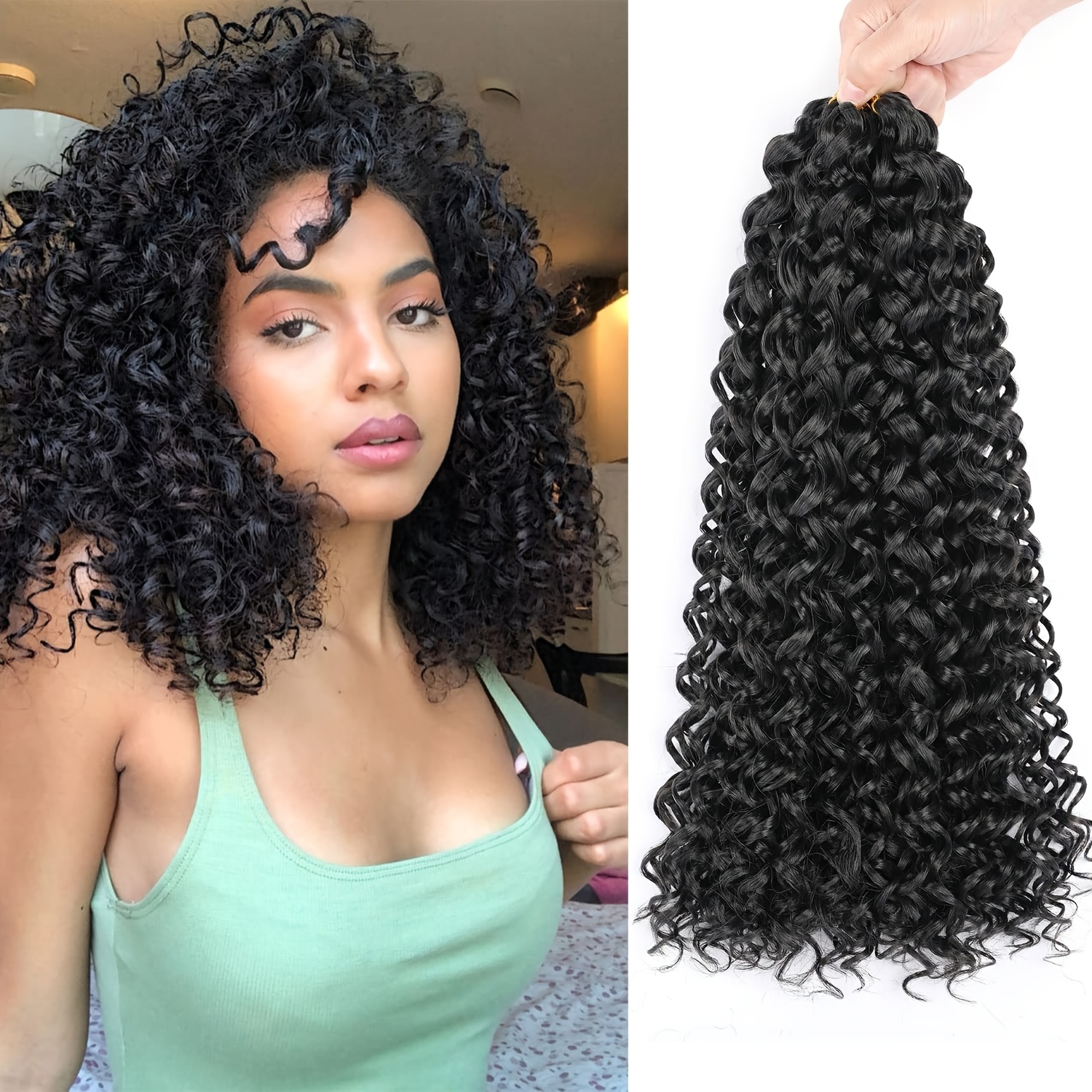 four packs 14 inch curly crochet hair designed - Temu display picture 1