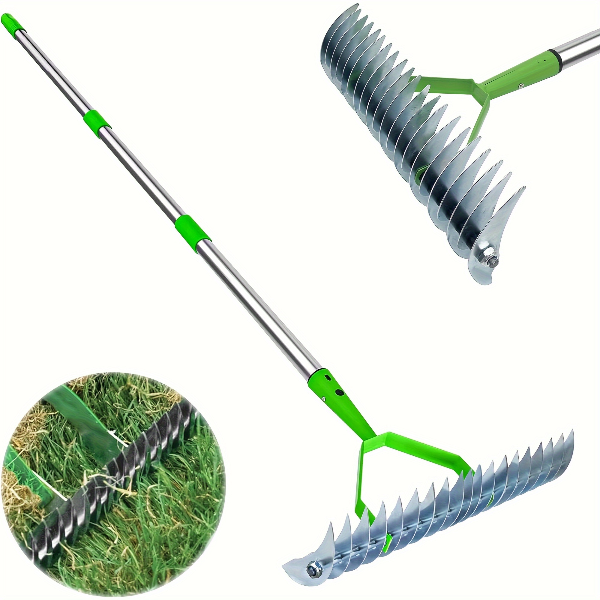 

Thatch Rake Heavy Duty Metal Rake Lawn Care Tools For Loosening Soil Leaf Leveling Lawn Farming Land Dethatching Rake With Stainless Steel Long Handle