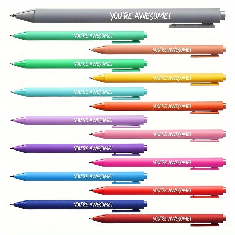 

15 Pcs Inspirational Ballpoint Pens - Bulk Teacher Graduation You're Awesome Gift Motivational Quote Ballpoint Pen - Employee Appreciation Gift For School Office Staff, Black Ink