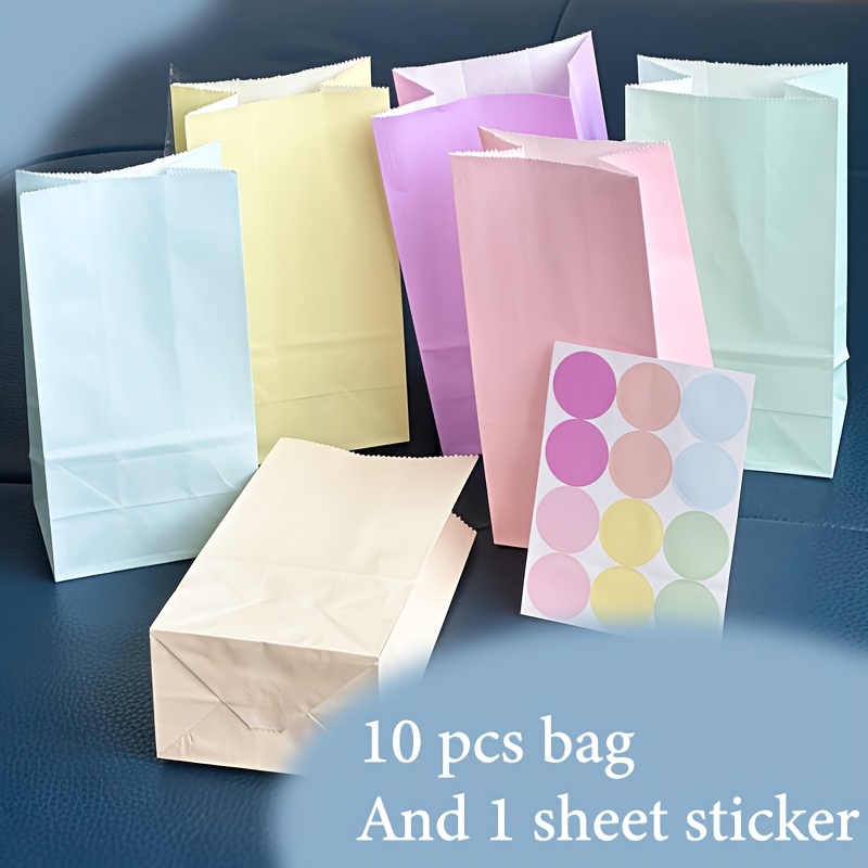 E-shop 10 Stück Bunte Geschenktüten aus Kraftpapier - , Gemischte Ausführung, Wiederverwendbar, Mehrfarbige Papiertüten mit Lustigen Aufklebern