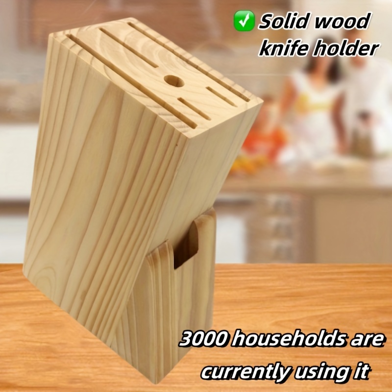 

Premium Solid Wood Kitchen Knife Block - Durable, Non-slip Utensil & Tool Storage Rack For Home Use