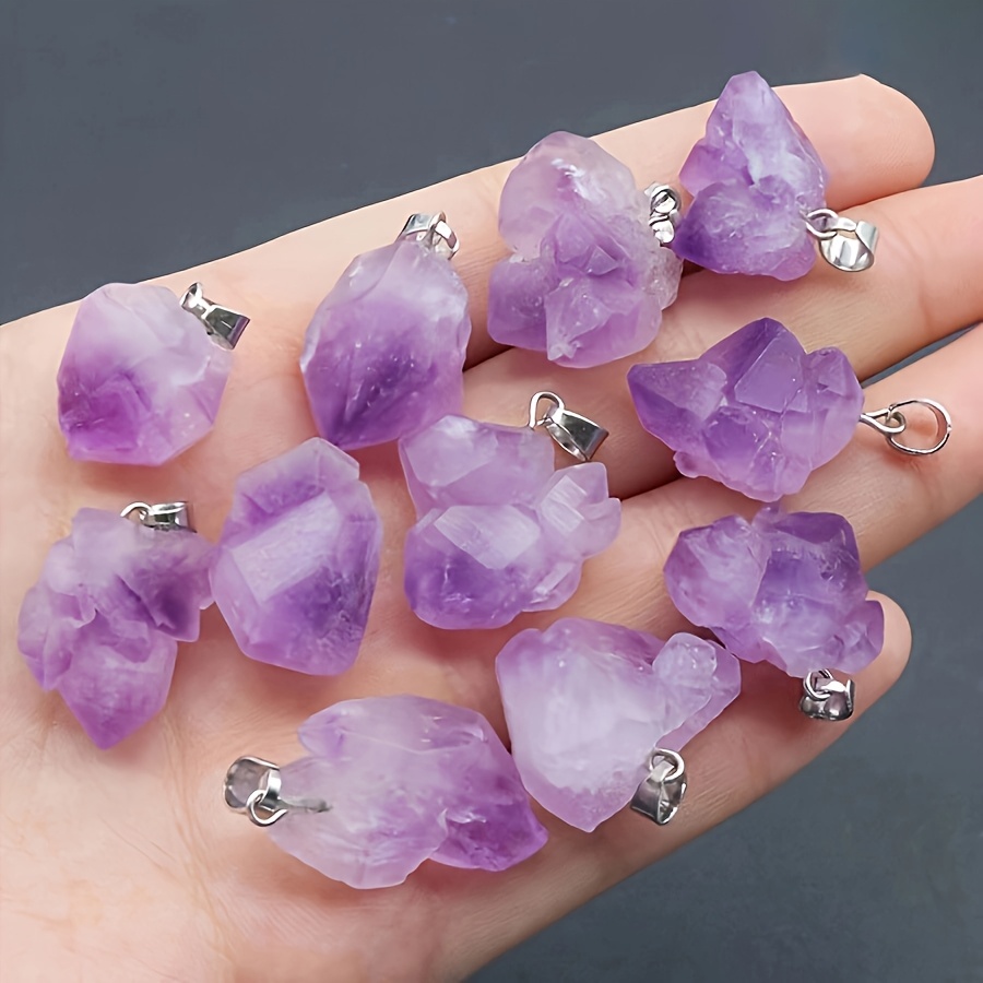 

Popular Set Of 5/10/15 Natural Amethyst Crystal Pendants - Unique Irregular Shapes With Silvery Loops For Making, 's Accessories, Crystal Beads For Jewelry Making