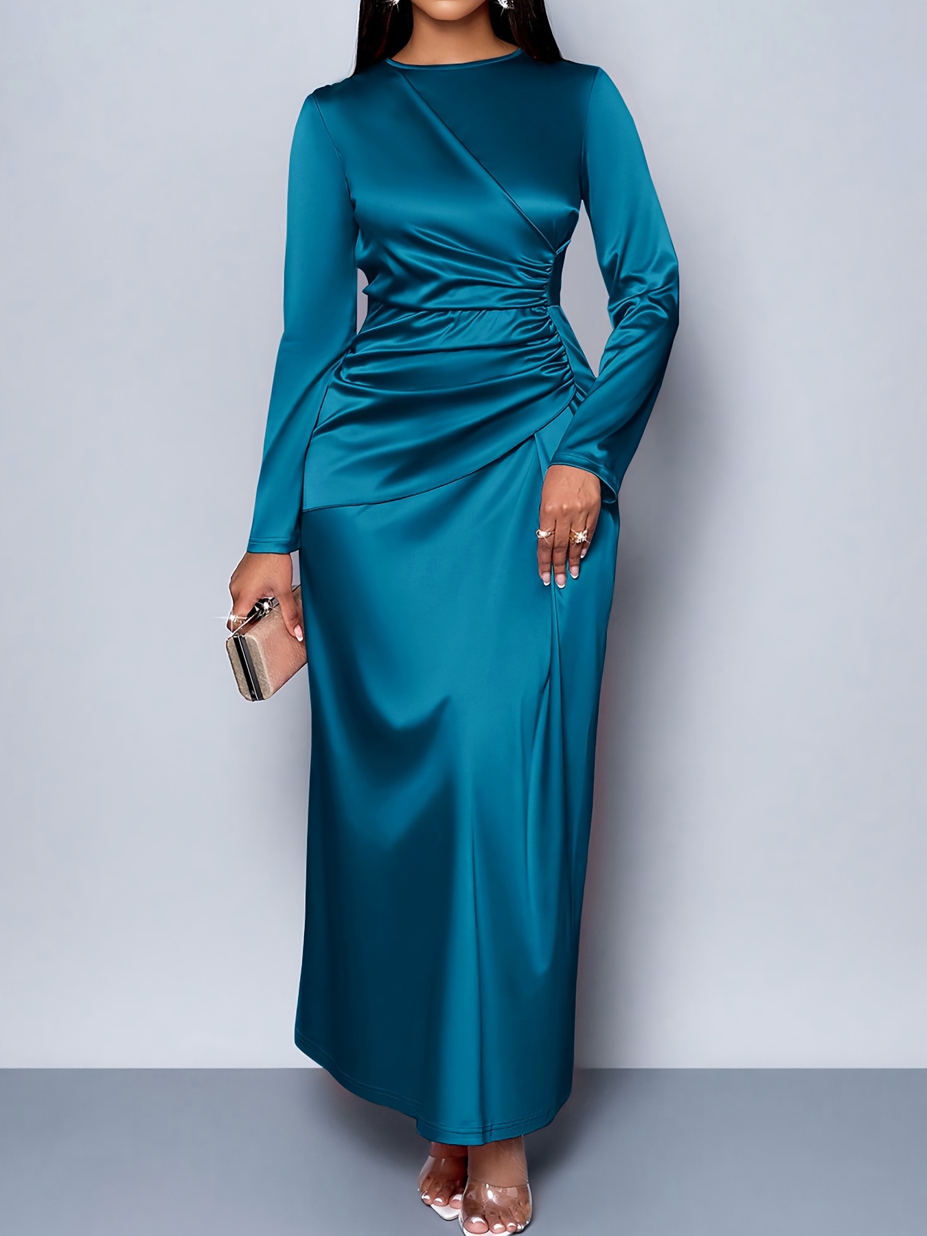 floral long sleeve wrap dress Talvo Floral Print Wrap Gown  Tadashi Shoji Official Online Boutique