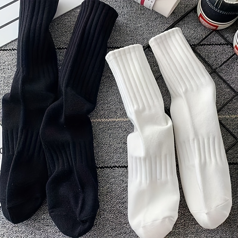 6 Pairs Solid Crew Socks, Simple & Comfy Unisex Mid Tube Socks, Women's Stockings & Hosiery