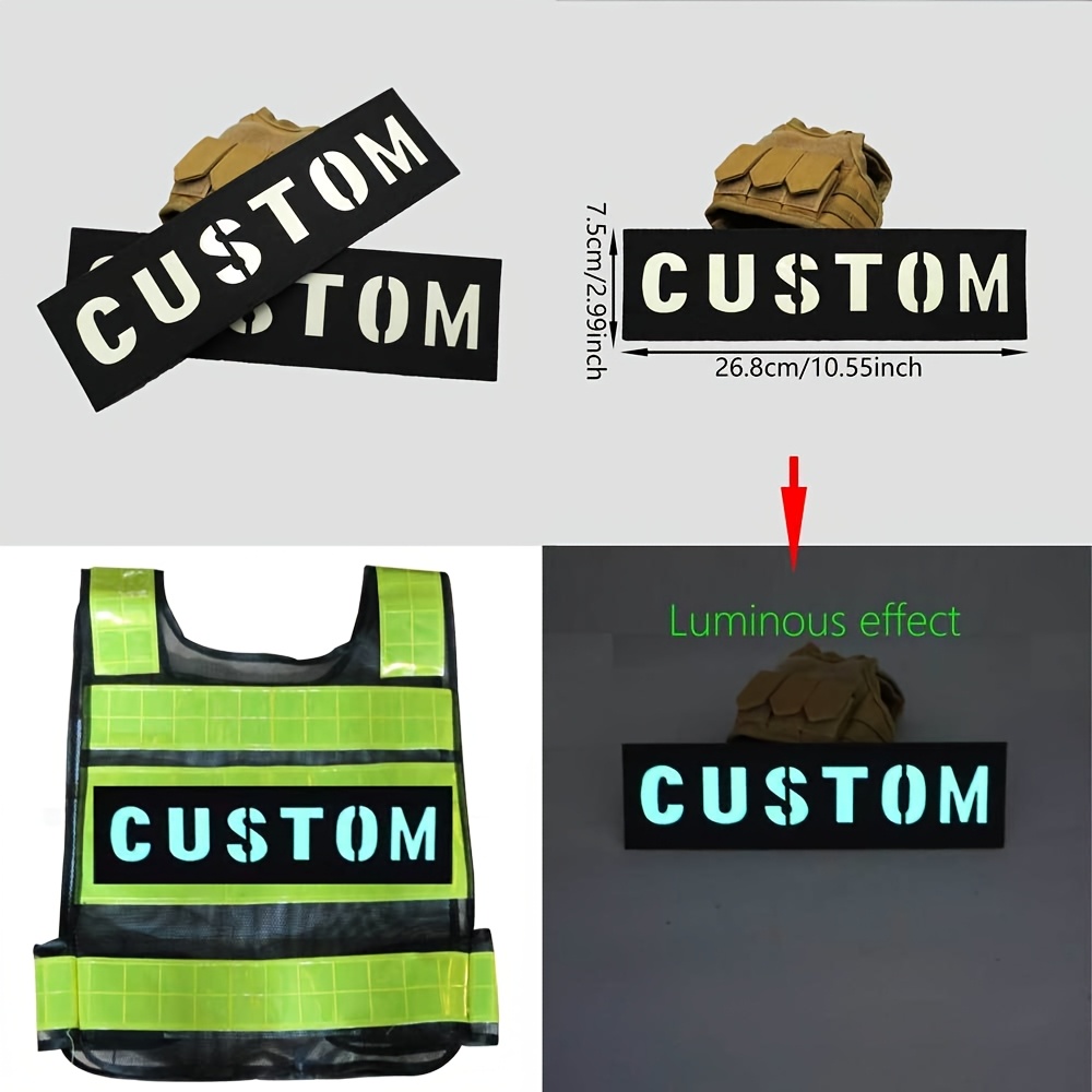 

[customized Products Available] Customized 2 Letters Patches 26.8cm/10.55 Inches*7.5cm/2.95 Inches, Customized Of Personalized Name Text Patch Badge Armband Hook Surface And Fleece Backing