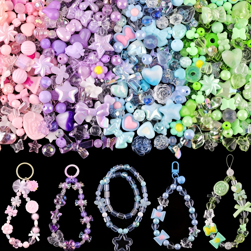 

100g Diy Acrylic Bead Assortment For Keychains & Phone Charms - Colorful Bows, Flowers, Stars, Hearts, And In Pastel Shades - Crafting Projects, Charms For Bracelet Making