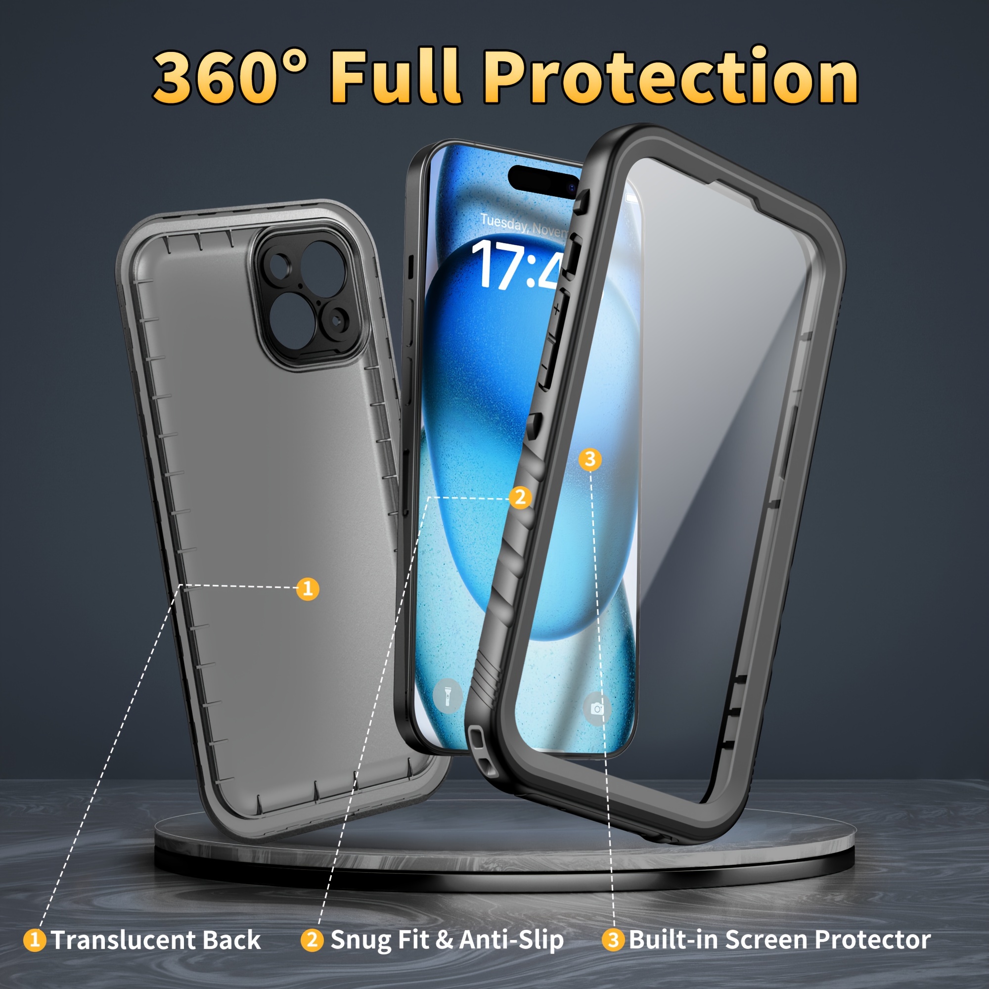 Waterproof Case for iPhone 16 15 14 13 12 11 Pro Max Plus Mini SE2 SE3 7 8 - Full-Body Heavy Dutywith Built In Tempered Glass Screen Protrctor Dustproof Shockproof Underwater Diving Swimming Phone Case, Outdoor Activities, Rugged Design, Adventure