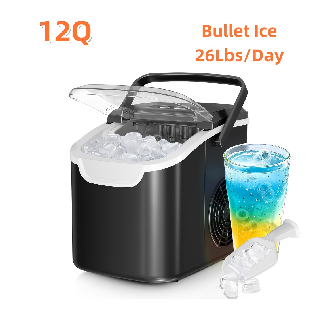 TEMU Countertop Ice Maker, Self-cleaning Ice Machine With Ice Scoop And Basket, Portable Ice Maker Machine, 35lbs/26lbs In 24hrs, Home/kitchen/camping/rv.