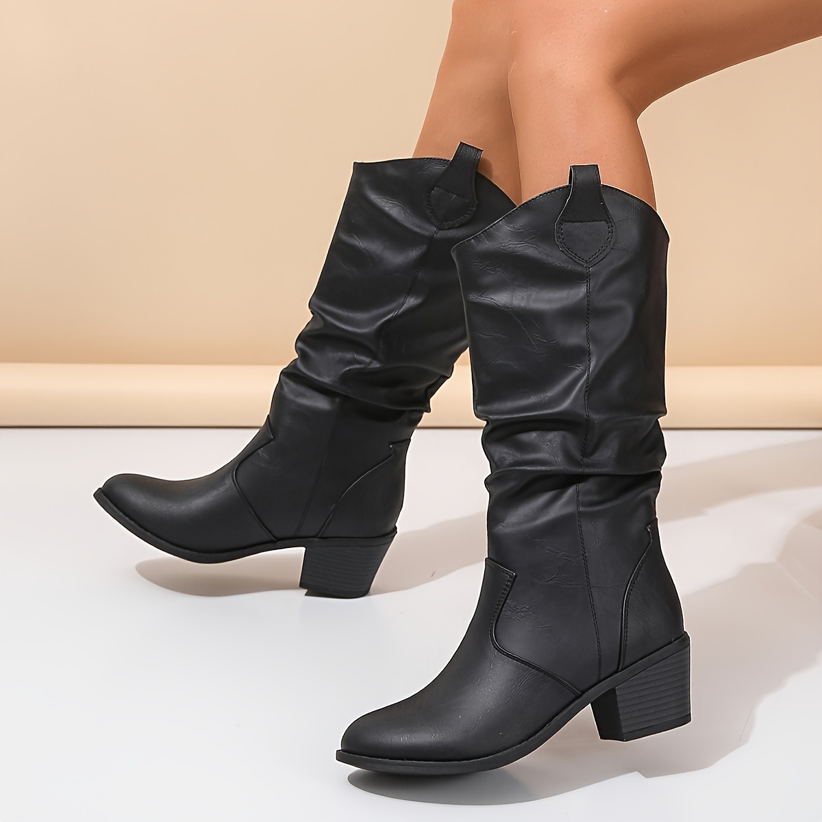 Cowboy Style Slip-On Women Boots for Casual Wear