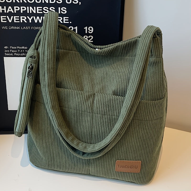 Image of Perfect Lily Women's Vintage Corduroy Handbag With Coin Purse Pocket - Large Capacity Closure Shoulder Bag, Multi-pocket Suitable For Daily Use, Travel & Shopping, Retro Tote In,,, (corduroy)