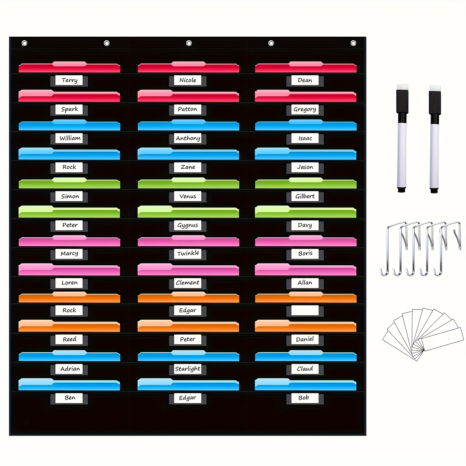 36-pocket File Organizer Pocket Chart, With 36 Pockets, Wall-mounted File Organizer For Classroom And Office, Organizing Your Tasks, Files, Scrapbooks, Papers (black)