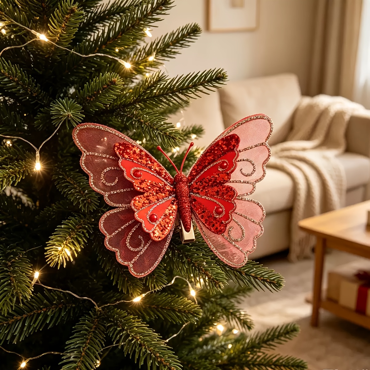 TEMU A Red Vintage Mesh , A Christmas-themed Home Decoration, A Stylish Decorative Hanging Ornament