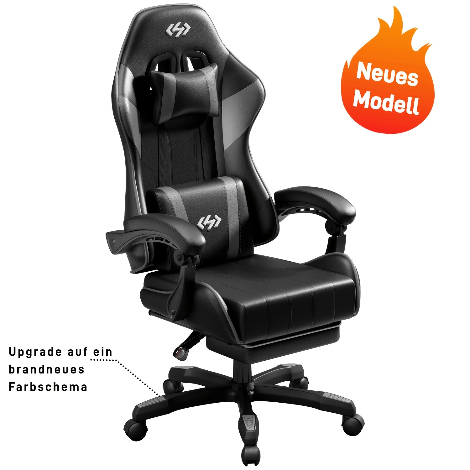 Ergonomic Gaming Chair With Adjustable Tilt And Footrest, Office Chair With Headrest And Lumbar Support, Made Of Durable, Ideal For Work And Leisure