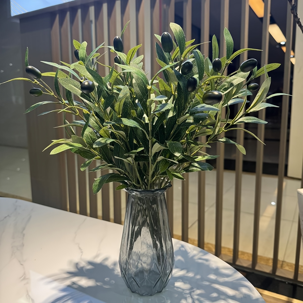 Image of 20pcs Artificial Olive Branches Faux Flowers, Uv Resistant With Realistic And Green Leaves Fake Olive Plant, Suitable For Vase Centerpiece Decoration, Home/office Decor, Christmas, Wedding