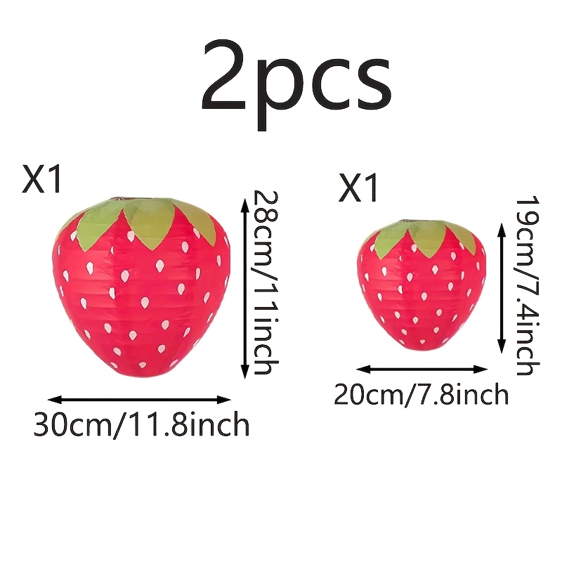 2pcs-3d Strawberry Paper Lantern Party Decoration Hanging Ornaments Foldable Paper Handmade Lantern Set