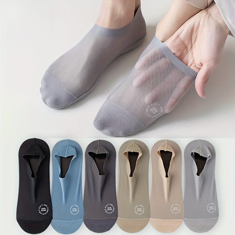 TEMU 6 de Calcetines Invisibles para Hombre Ultra Cómodos en Color Sólido - Ligeros, Transpirables, Suaves y Elásticos, Tejido de Malla - Adecuados
