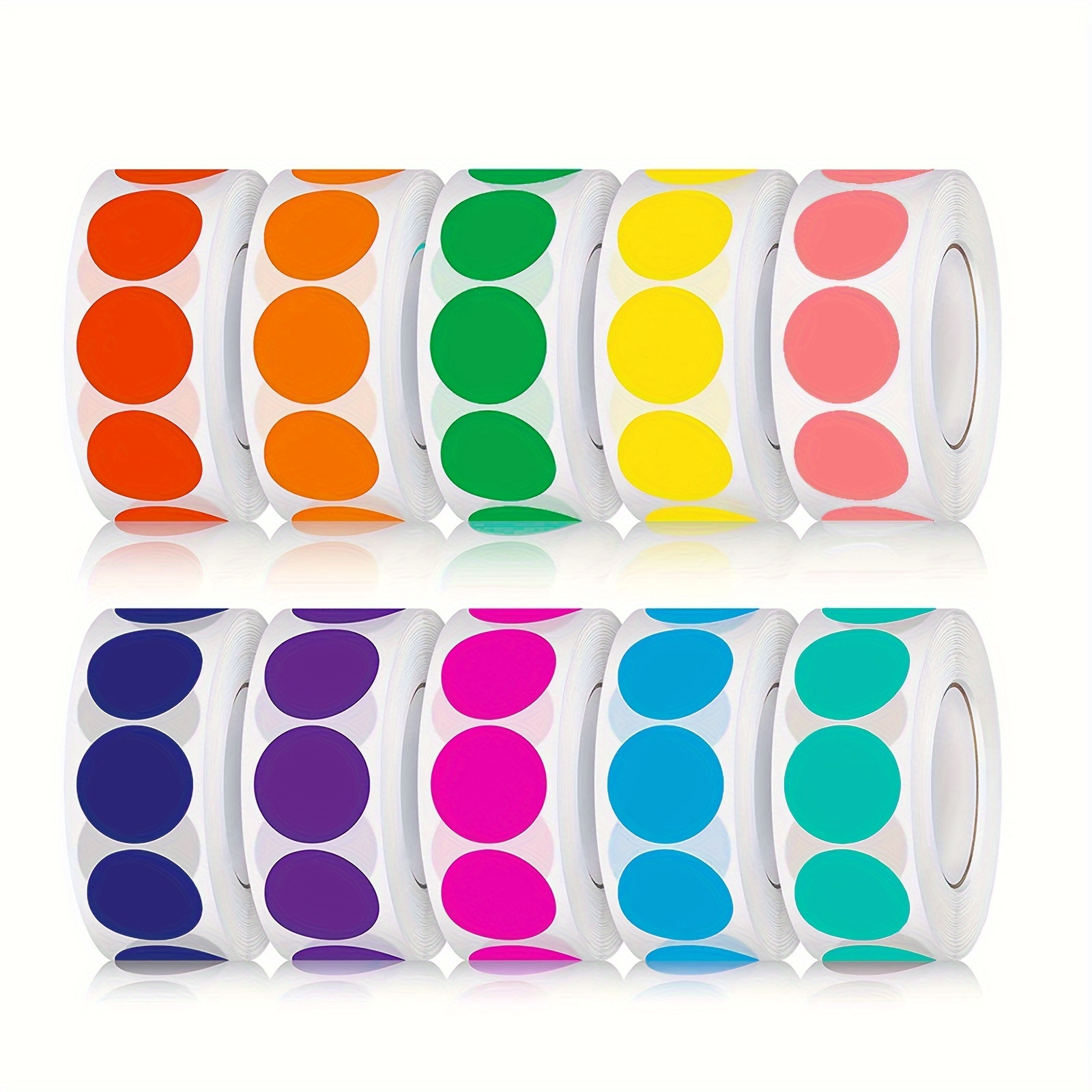 

5000pcs 3/4" Round Color Coding Dot Stickers, Self-adhesive Labels In 10 Assorted Colors For Organization And Key Marking