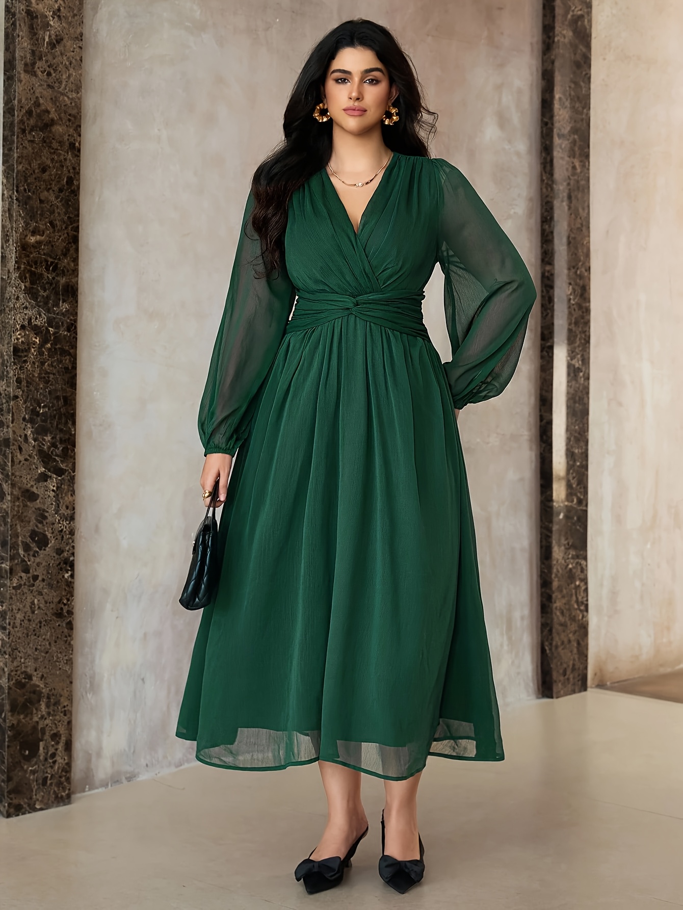 dark green dress wedding guest sold on Temu Philippines