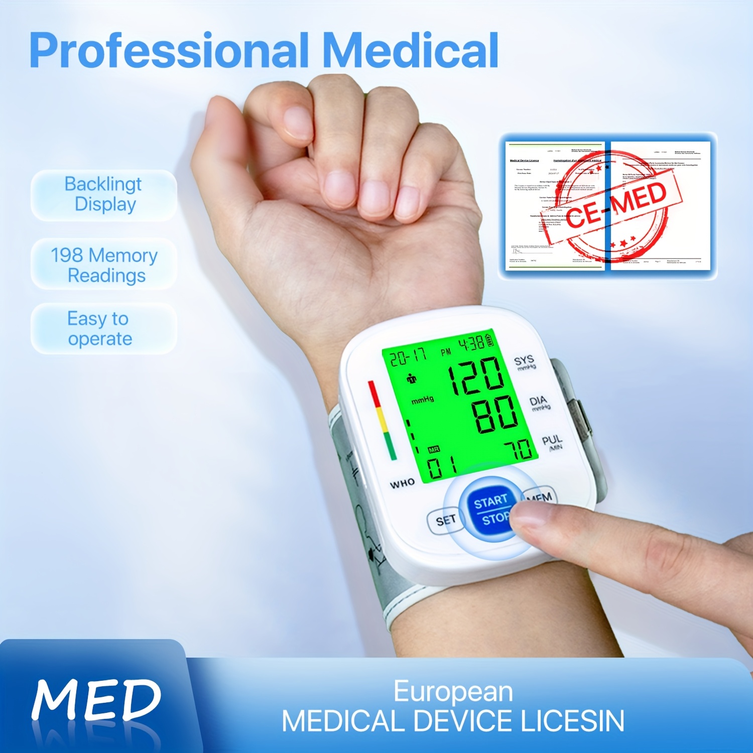 bsx322 wrist blood pressure monitor dual user mode automatic portable home blood pressure monitor 99 measurement memory ip22 color backlit display     reading