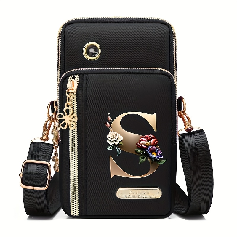 E-shop Blumen Ben Buchstaben Print Mode Freizeit Schulter Crossbody Bag Münzfach Neuer Stil Unisex Nylon Stoff Neue Handy Schultertasche [Muster Stellt