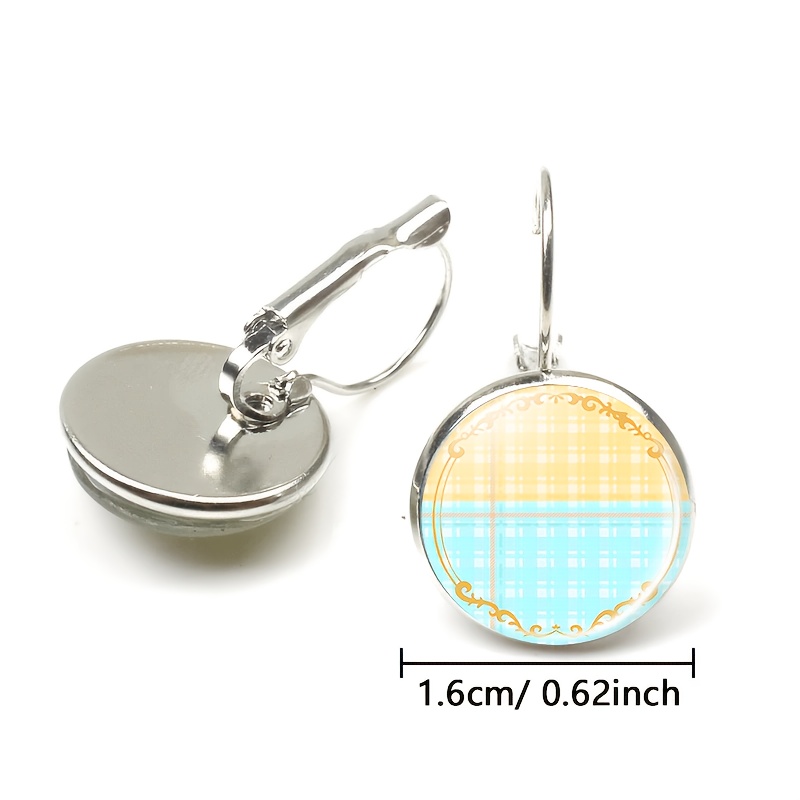 2pc Exquisite White Checkered Earrings Set with Ear Hooks