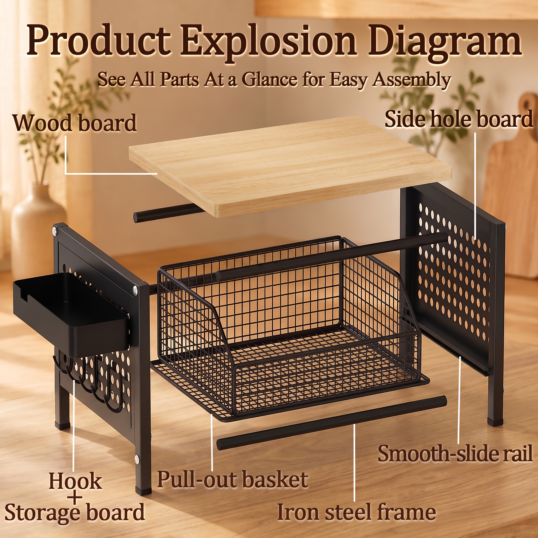 Space-Saving Kitchen Countertop Organizer with Drawers