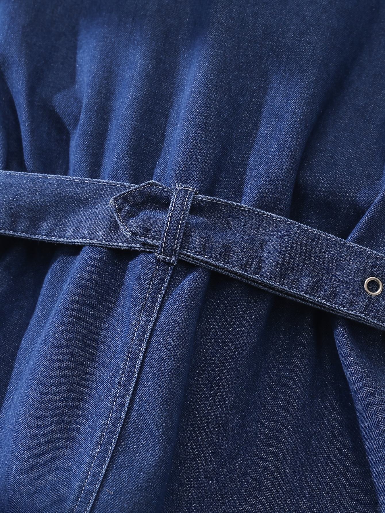 Girls' Fashion Solid Color Regular Turn- Collar Button Denim Sleeveless Belted Loose Jumpsuit Ankle-Length Denim Jumpsuit Summer Casual Girls' Jumpsuit, for Outdoor