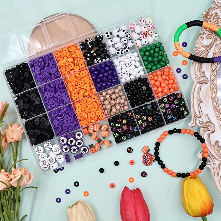 

2244pcs Halloween Beading Kit - Acrylic Beads With Alphabet & Charms, Diy Bracelet Jewelry Making Supplies For Halloween Gifts, No Power Required