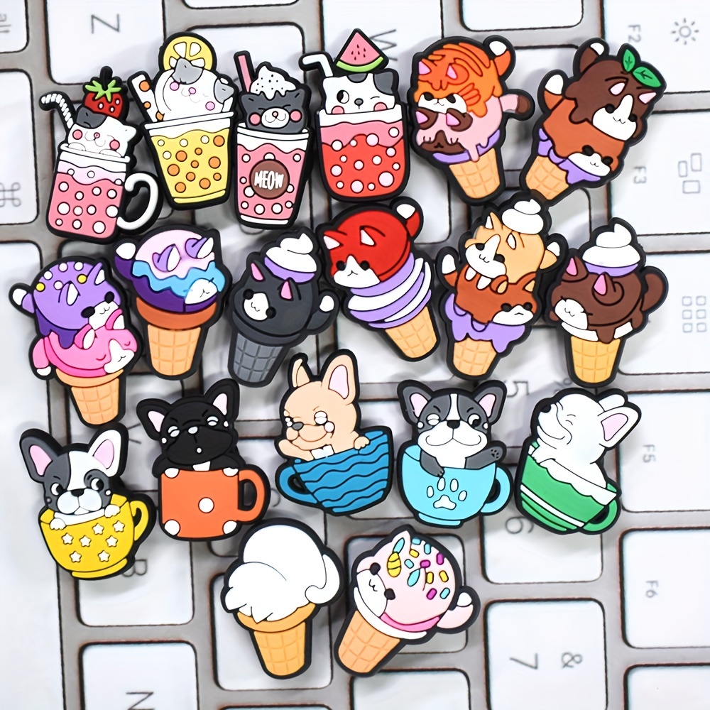 

19pcs Soft Pvc Animal Dessert Shoe Charms Set - Ice Cream & Beverage Designs For Clogs And Sandals, Ideal For Diy Shoe Decoration, Shoe Accessories