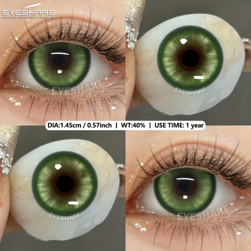 esyeshare   & grün cosplay kontakt  - 14.5mm großes durchmesser weiche    , 40% wasserinhalt, 1-jahres   für den täglichen gebrauch, partys, fotoshootings - ultra-dünnes design mit schutzbox, foto- , lebendige augenfarbe, hochkomfortable  