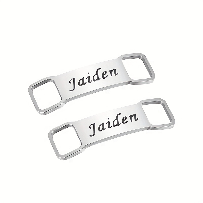 TEMU Custom Engraved Name Shoelace , Classic Personalized Running Shoe Label Engraved Name Decorative Plate, Stainless Athlete Name Anti-loss,