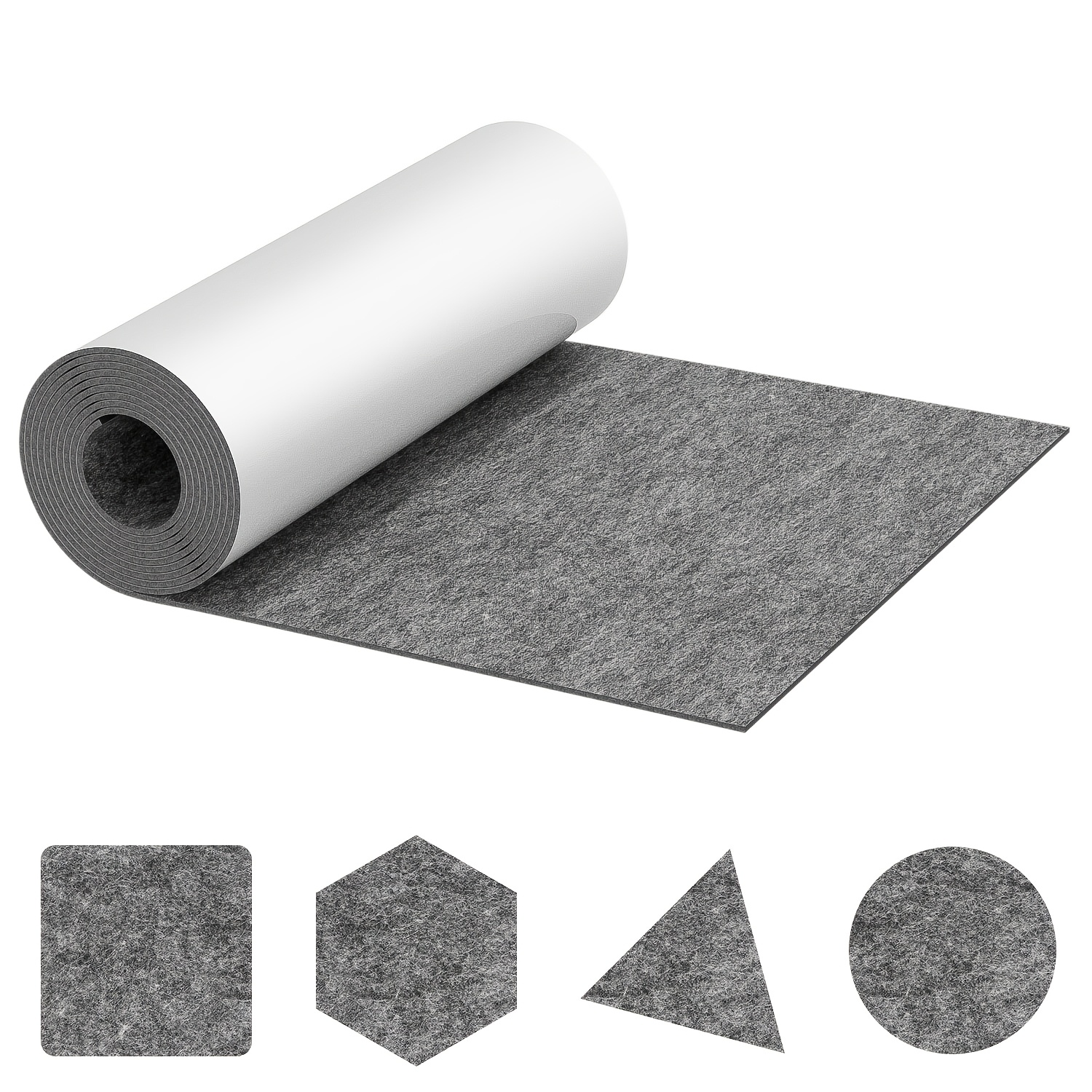Image of Self-adhesive Felt Cloth, Sold By The Meter, 100cm X 150cm Felt Mat, Synthetic Fiber Felt Fabric, Diy Self-adhesive Felt Board, 350g/square Metres, Thickness 2.5mm, Grey/black.