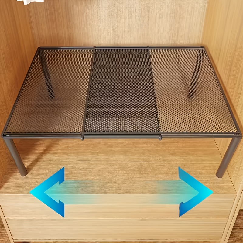 TEMU Heavy-duty Adjustable And Expandable Wardrobe Storage Rack-space-saving Stackable Metal Storage Rack, Polished Treatment, Kitchen, Bedroom, Desk