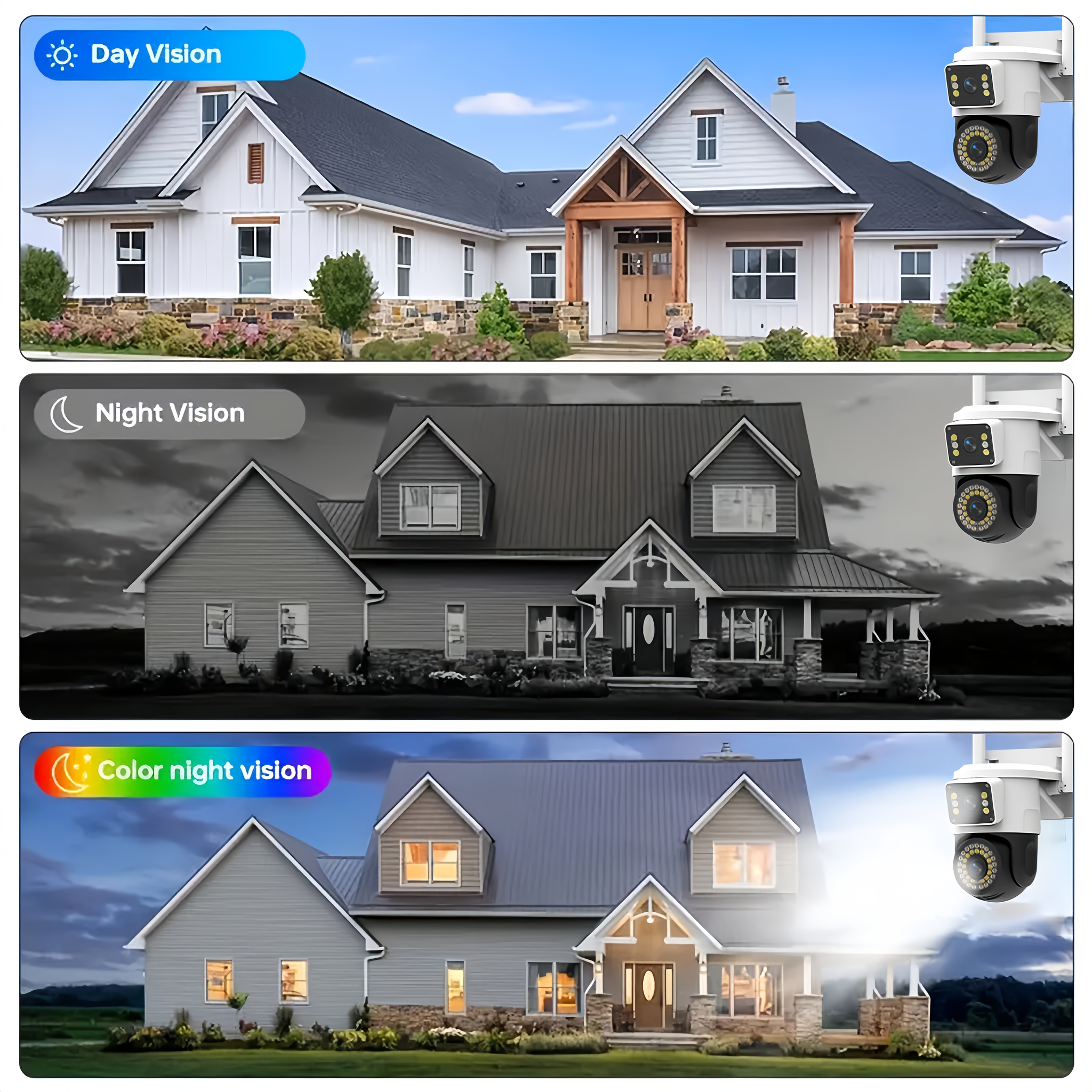 4mp outdoor security camera with dual lens pan-tilt (355° ptz) & tracking, audio, smart wireless wifi, night vision, usb-powered wireless surveillance system, app control, sd/cloud storage for /business cctv camera Product details 7