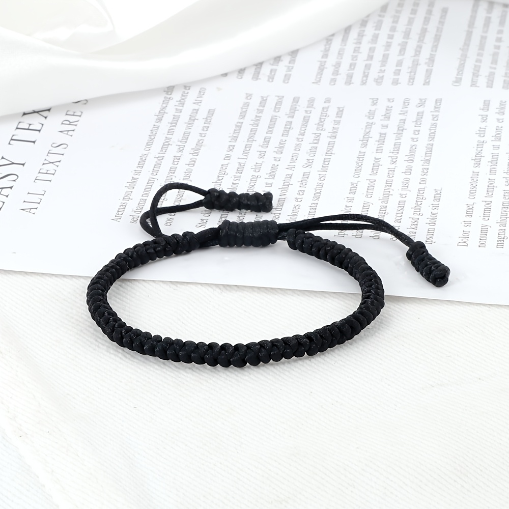 TEMU Una elegante pulsera unisex de cordón tejido clásico negro y marrón, con ajuste de tamaño ajustable, lo que la convierte en un accesorio para