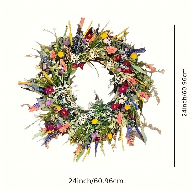 TEMU 24 Inch Wreath, Sunflower Lily Greenery Wreath Country Farmhouse, Wreath Spring Summer Wreath For Front Door Spring Summer Door Wreath, Easter