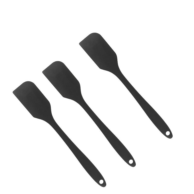 TEMU 3 spatules en silicone antiadhésives noires résistantes à la chaleur, grattoirs en silicone, faciles à nettoyer et résistantes aux taches,