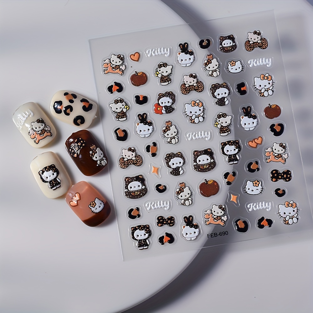 

1pc Waterproof Cute Leopard Print Cat Nail Art Stickers Animal Nail Art Decoration Supplies Nail Stickers Fit For Women