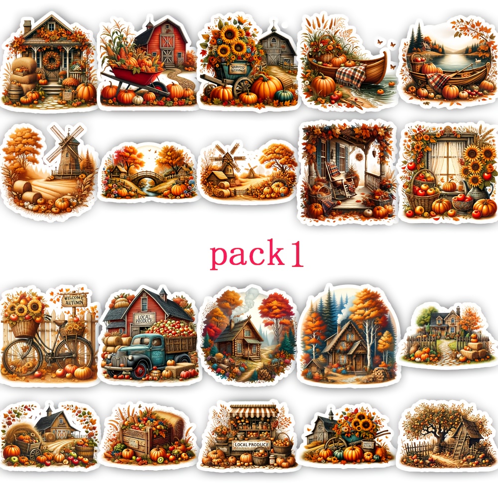 TEMU 1pc [2d Flat] Autumn Scenery Pumpkin Sunflower Series Stickers Stickers Stickers Garbage Diary Supplies Album Stickers Diary Stickers Garbage