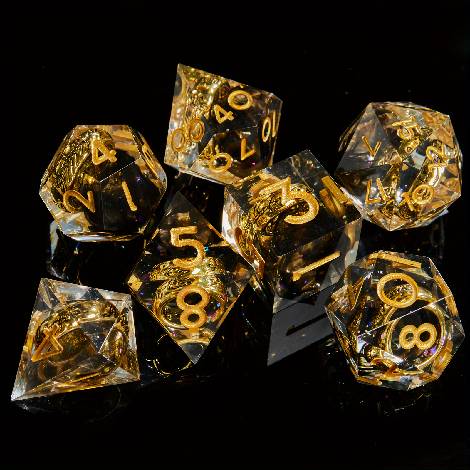 

Semi Transparent Handmade Resin Dice, Dnd Role-playing Dice, 7 Polyhedral Dice D&d, Suitable For Rpg Games Of Dragons And Dungeon Explorers